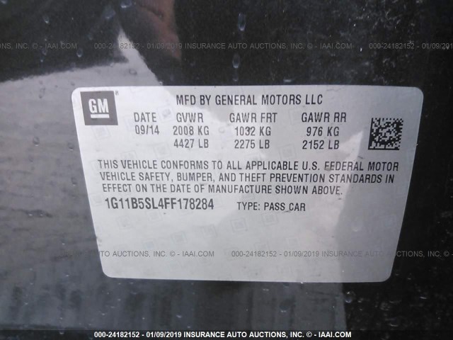 1G11B5SL4FF178284 - 2015 CHEVROLET MALIBU LS GRAY photo 9
