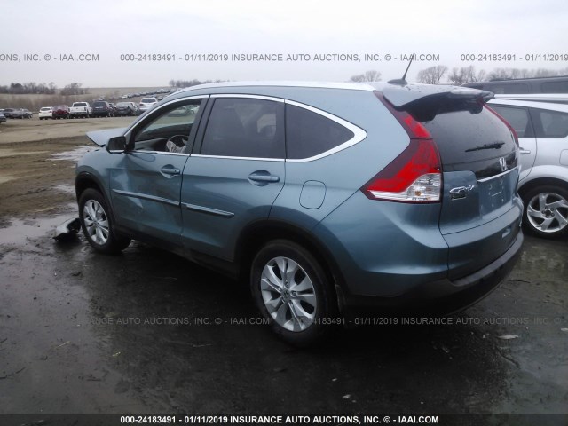 2HKRM4H70EH650929 - 2014 HONDA CR-V EXL BLUE photo 3