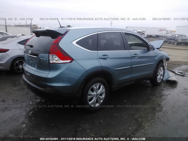 2HKRM4H70EH650929 - 2014 HONDA CR-V EXL BLUE photo 4