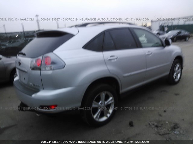 JTJHW31U682045266 - 2008 LEXUS RX 400H SILVER photo 4