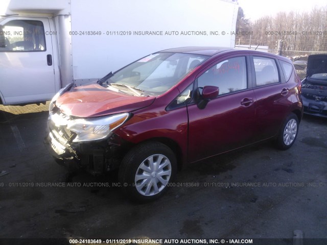 3N1CE2CP0FL426112 - 2015 NISSAN VERSA NOTE S/S PLUS/SV/SL/SR RED photo 2
