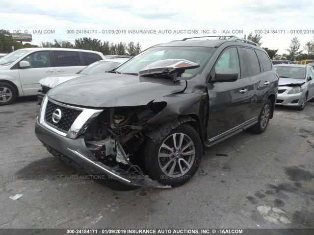 5N1AR2MN1GC601045 - 2016 NISSAN PATHFINDER S/SV/SL/PLATINUM GRAY photo 2