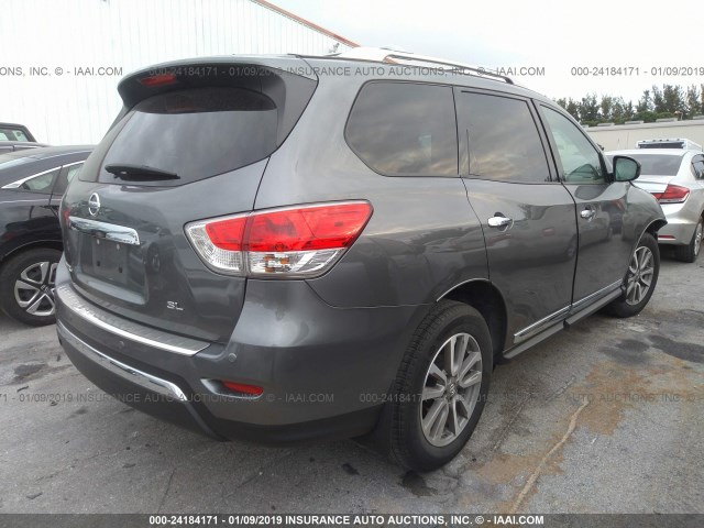 5N1AR2MN1GC601045 - 2016 NISSAN PATHFINDER S/SV/SL/PLATINUM GRAY photo 4