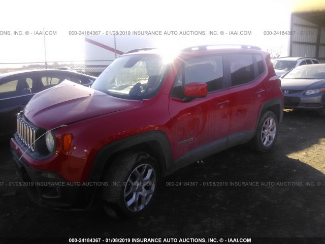 ZACCJBBT0GPD88090 - 2016 JEEP RENEGADE LATITUDE RED photo 2