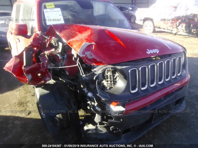 ZACCJBBT0GPD88090 - 2016 JEEP RENEGADE LATITUDE RED photo 6