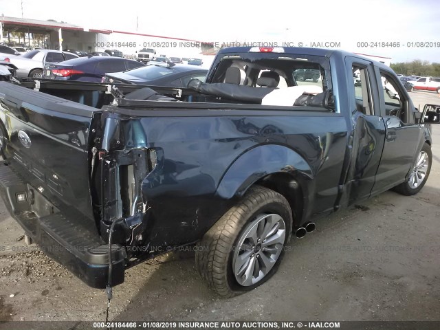 1FTFX1E50JFE39228 - 2018 FORD F150 SUPER CAB BLUE photo 4