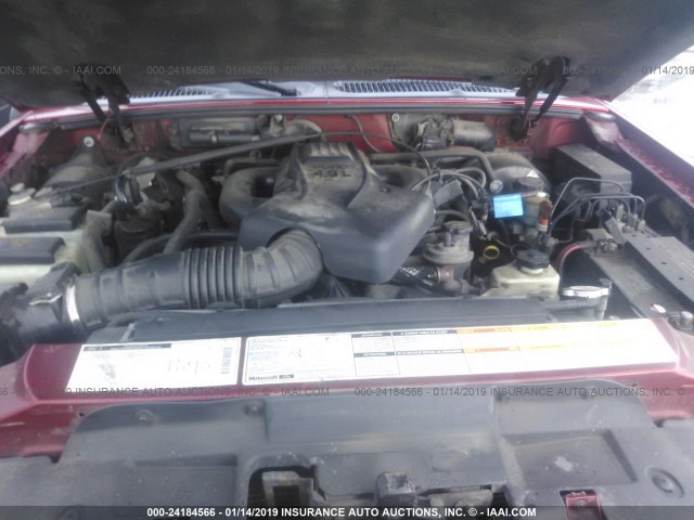 1FMDU73E21ZA15243 - 2001 FORD EXPLORER XLT RED photo 10