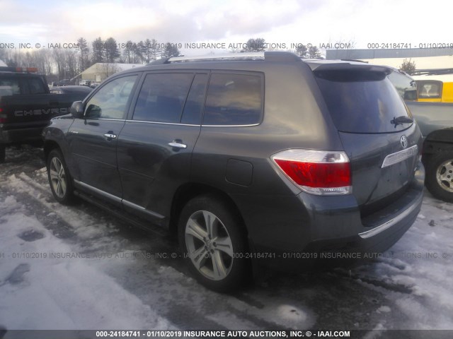 5TDDK3EH1CS115008 - 2012 TOYOTA HIGHLANDER LIMITED GRAY photo 3