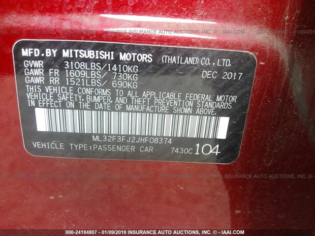 ML32F3FJ2JHF08374 - 2018 MITSUBISHI MIRAGE G4 ES Qırmızı foto 9
