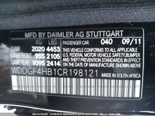 WDDGF4HB1CR198121 - 2012 MERCEDES-BENZ C 250 BLACK photo 9