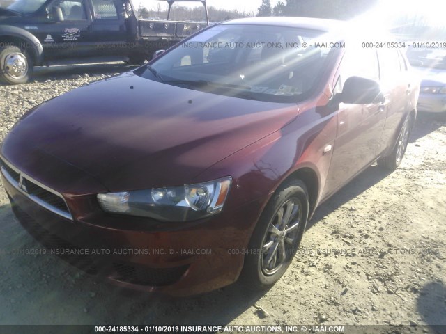 JA32U2FU7AU013758 - 2010 MITSUBISHI LANCER ES/ES SPORT RED photo 2