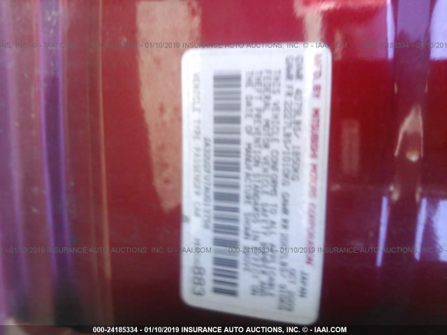 JA32U2FU7AU013758 - 2010 MITSUBISHI LANCER ES/ES SPORT RED photo 9