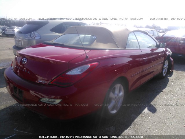 4T1FA38P97U134370 - 2007 TOYOTA CAMRY SOLARA SE/SLE RED photo 4