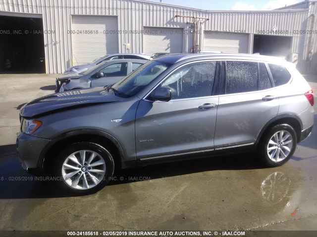 5UXWX9C54D0A14766 - 2013 BMW X3 XDRIVE28I GRAY photo 2