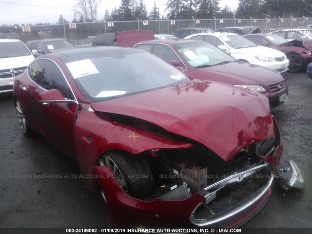 5YJSA1H11EFP37483 - 2014 TESLA MODEL S RED photo 1