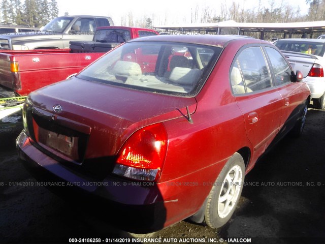 KMHDN45D93U525590 - 2003 HYUNDAI ELANTRA GLS/GT RED photo 4
