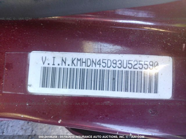 KMHDN45D93U525590 - 2003 HYUNDAI ELANTRA GLS/GT RED photo 9