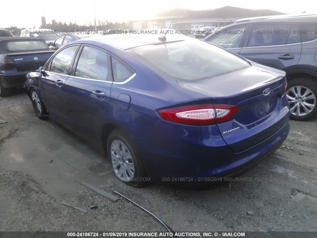 3FA6P0G73DR212945 - 2013 FORD FUSION S BLUE photo 3