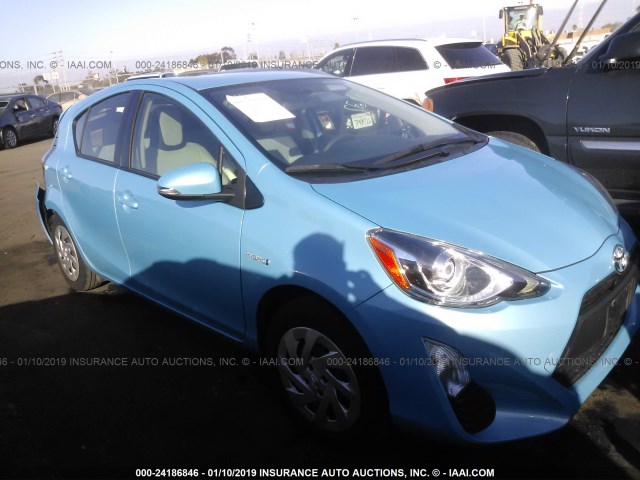 JTDKDTB30G1123419 - 2016 TOYOTA PRIUS C Light Blue photo 1