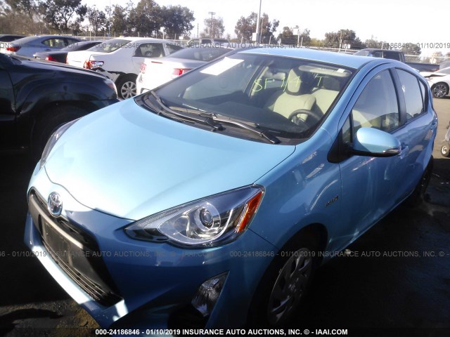 JTDKDTB30G1123419 - 2016 TOYOTA PRIUS C Light Blue photo 2