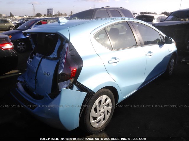 JTDKDTB30G1123419 - 2016 TOYOTA PRIUS C Light Blue photo 4