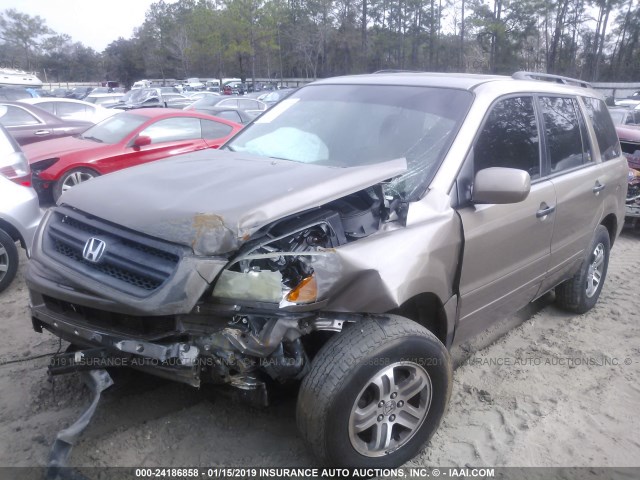 2HKYF18544H549281 - 2004 HONDA PILOT EXL BROWN photo 2