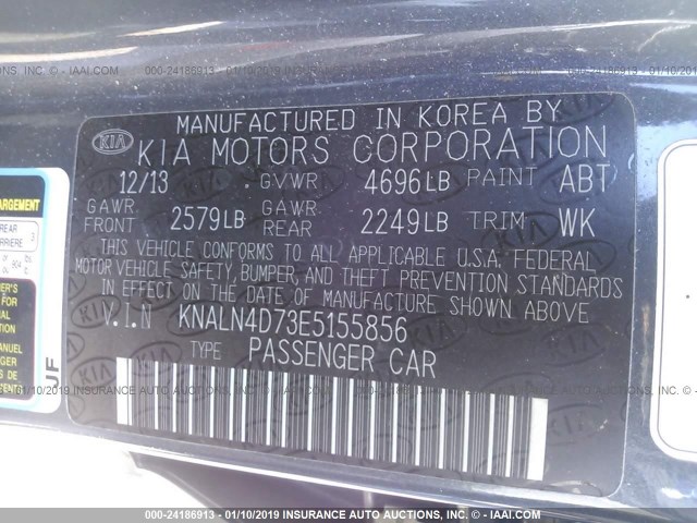 KNALN4D73E5155856 - 2014 KIA CADENZA PREMIUM/LIMITED GRAY photo 9