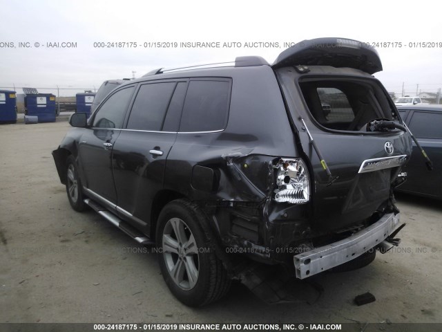 5TDDK3EH7CS105650 - 2012 TOYOTA HIGHLANDER LIMITED GRAY photo 3