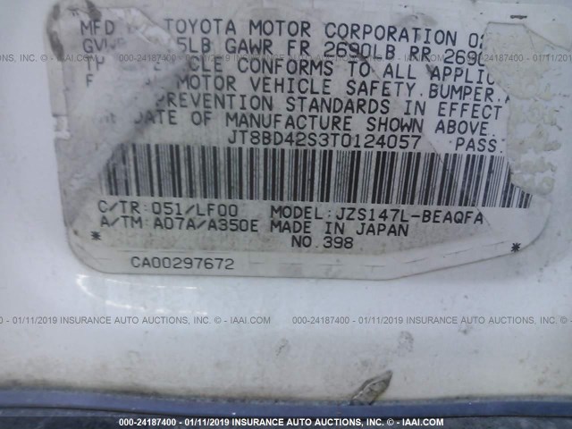 JT8BD42S3T0124057 - 1996 LEXUS GS 300 WHITE photo 9