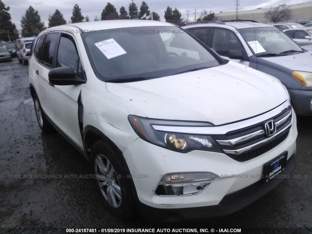 5FNYF5H14GB016693 - 2016 HONDA PILOT LX WHITE photo 1