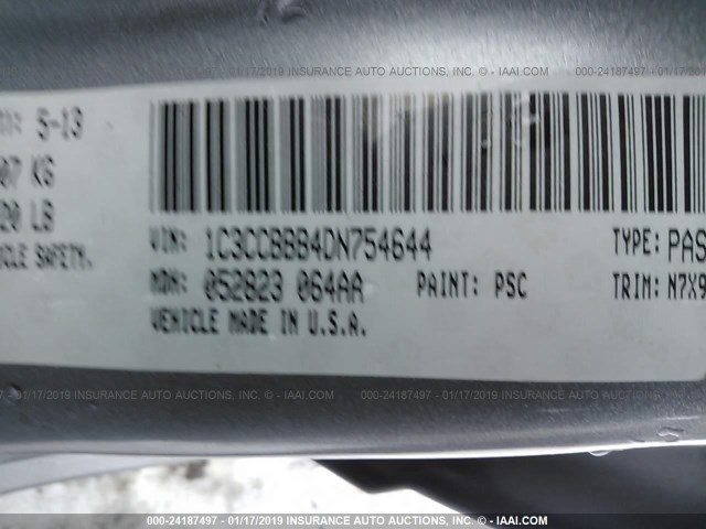 1C3CCBBB4DN754644 - 2013 CHRYSLER 200 TOURING SILVER photo 9