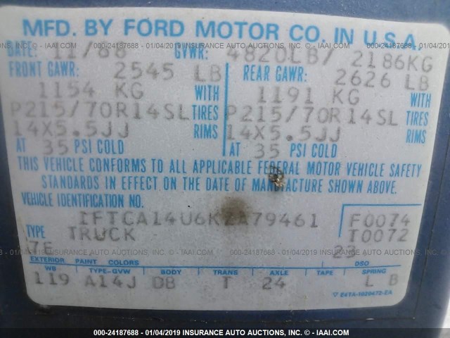 1FTCA14U6KZA79461 - 1989 FORD AEROSTAR WHITE photo 9