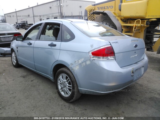 1FAHP35N18W190152 - 2008 FORD FOCUS SE/SEL/SES Light Blue photo 3