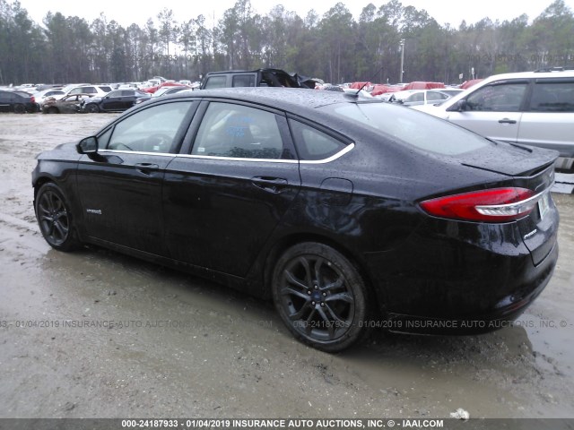 3FA6P0LU8JR137523 - 2018 FORD FUSION SE HYBRID BLACK photo 3