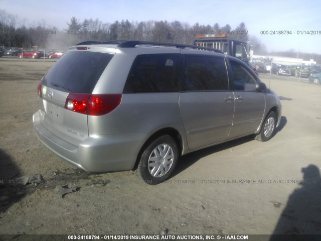 5TDZK23C77S014889 - 2007 TOYOTA SIENNA CE/LE SILVER photo 4