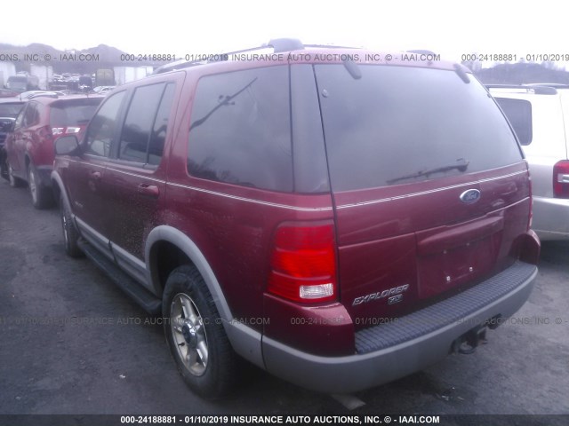 1FMZU73E82UA67691 - 2002 FORD EXPLORER XLT BURGUNDY photo 3