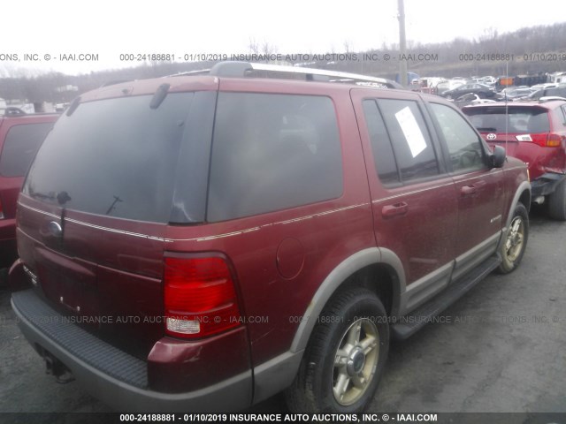 1FMZU73E82UA67691 - 2002 FORD EXPLORER XLT BURGUNDY photo 4