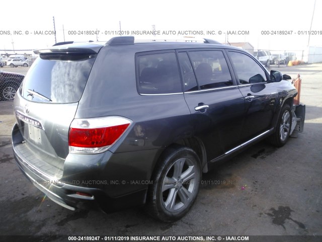 5TDYK3EH4DS118486 - 2013 TOYOTA HIGHLANDER LIMITED GRAY photo 4