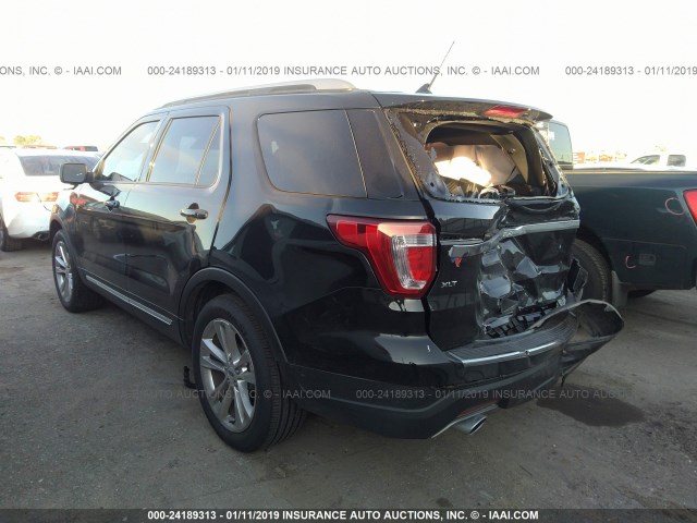 1FM5K7D82JGC85524 - 2018 FORD EXPLORER XLT BLACK photo 3