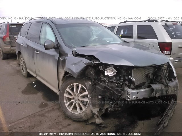 5N1AR2MM3FC716087 - 2015 NISSAN PATHFINDER S/SV/SL/PLATINUM GRAY photo 1