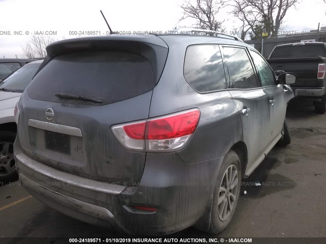 5N1AR2MM3FC716087 - 2015 NISSAN PATHFINDER S/SV/SL/PLATINUM GRAY photo 4