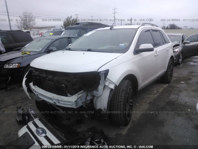 2FMDK3JC8DBE33510 - 2013 FORD EDGE SEL WHITE photo 2