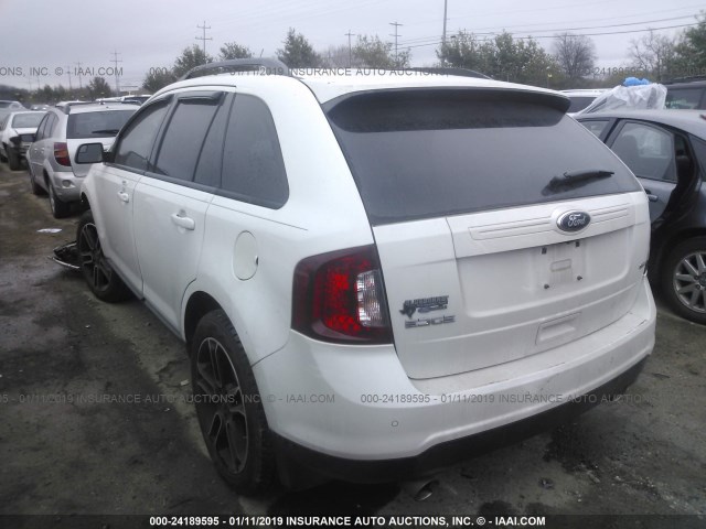 2FMDK3JC8DBE33510 - 2013 FORD EDGE SEL WHITE photo 3