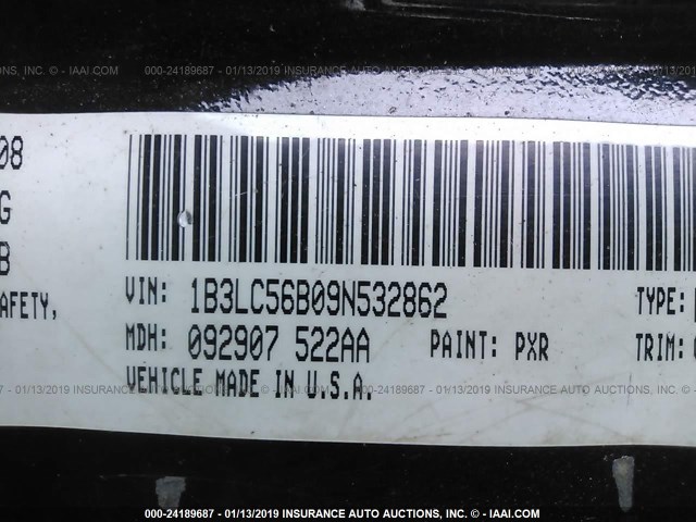 1B3LC56B09N532862 - 2009 DODGE AVENGER SXT/R/T BLACK photo 9