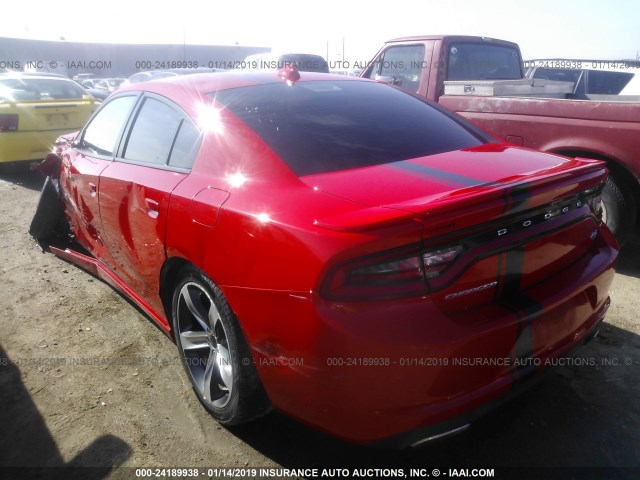 2C3CDXCT0GH112811 - 2016 DODGE CHARGER R/T RED photo 3