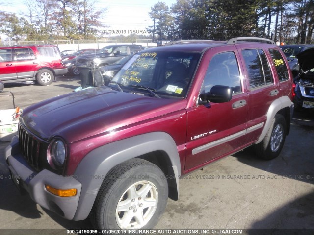 1J4GL48K63W611830 - 2003 JEEP LIBERTY SPORT/FREEDOM MAROON photo 2