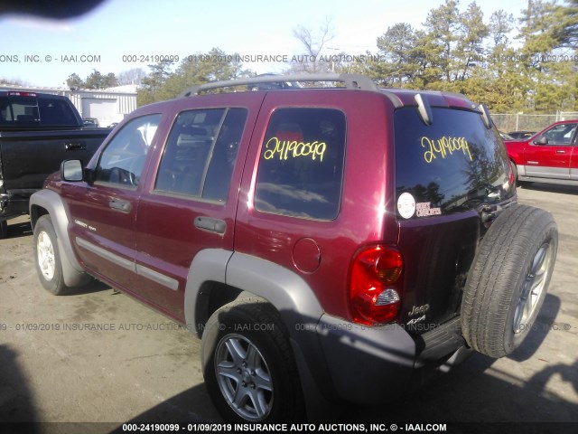 1J4GL48K63W611830 - 2003 JEEP LIBERTY SPORT/FREEDOM MAROON photo 3