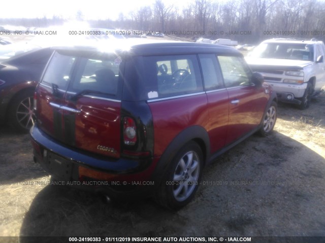 WMWMM33599TP91605 - 2009 MINI COOPER S CLUBMAN RED photo 4