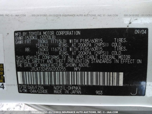 JTLKT324550200255 - 2005 TOYOTA SCION XB Ақ фото 9