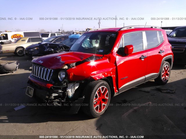 ZACCJABT5FPC37299 - 2015 JEEP RENEGADE LATITUDE RED photo 2